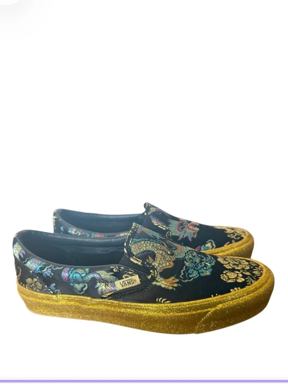 Vans Opening Ceremony x OG Black Slip-On w Gold Glitter Platform -Size 7.5 women